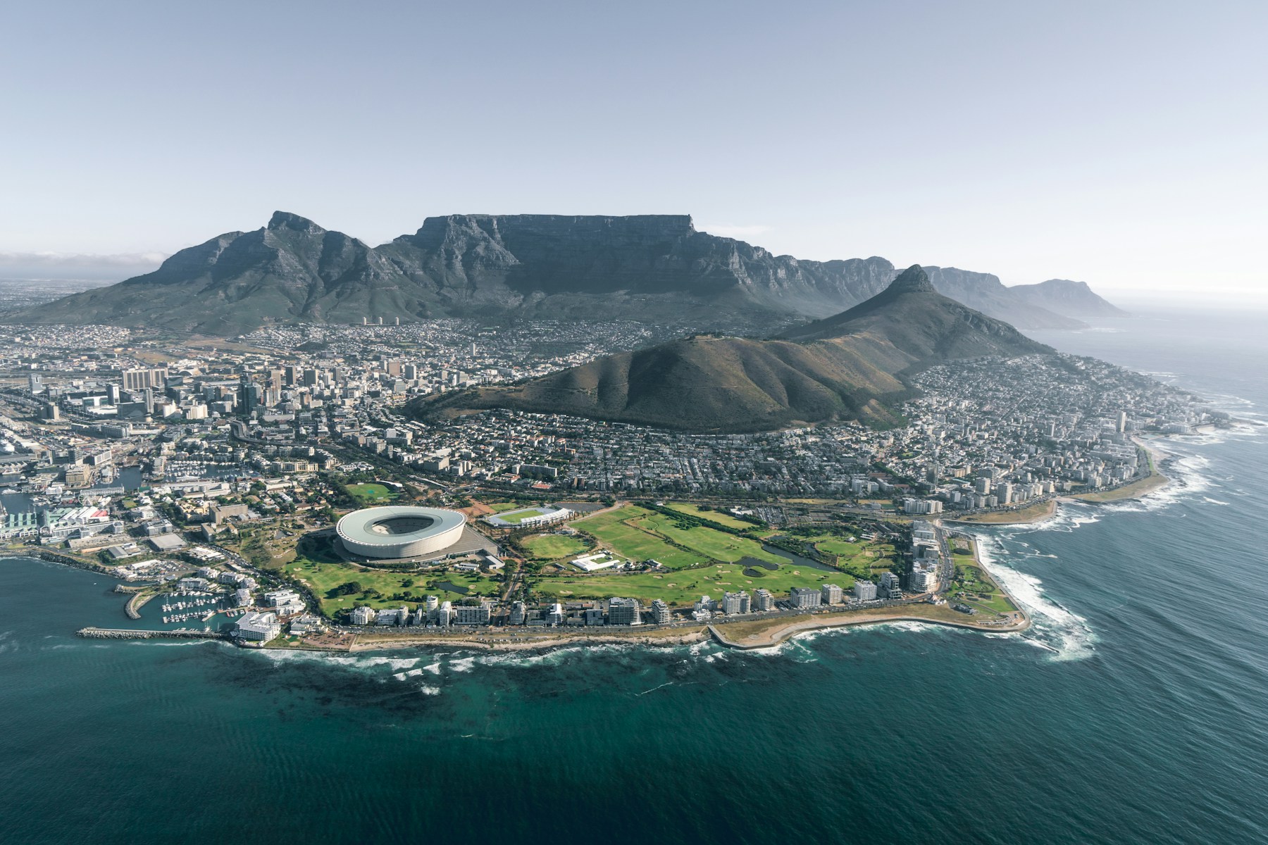Cape Town, Table Mountain and the Atlantic coastline in South Africa
